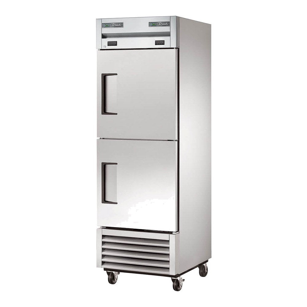 True T-23DT-HC 27-1/8" 2 Solid Half Door Dual Temperature Reach-In Refrigerator/Freezer, doors closed