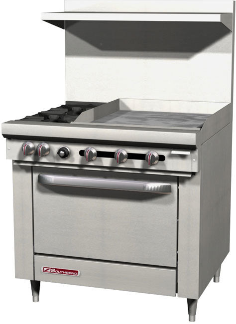 Southbend S36D-2T, 36" Wide Gas Restaurant Range w/ 24" Griddle