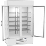 Beverage Air MMF44HC-1-W, 47" White Hinged Double Glass Doors