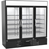 Beverage Air MMF72HC-5-B, 75" Black Hinged Triple Glass Doors