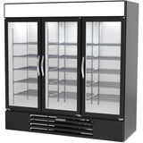 Beverage Air MMF72HC-5-B, 75" Black Hinged Triple Glass Doors