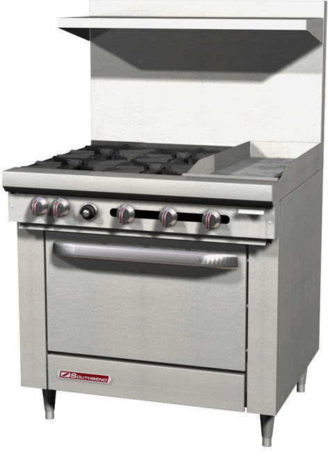 Southbend S36D-1G, 36" Wide Gas Restaurant Range w/ 12" Griddle