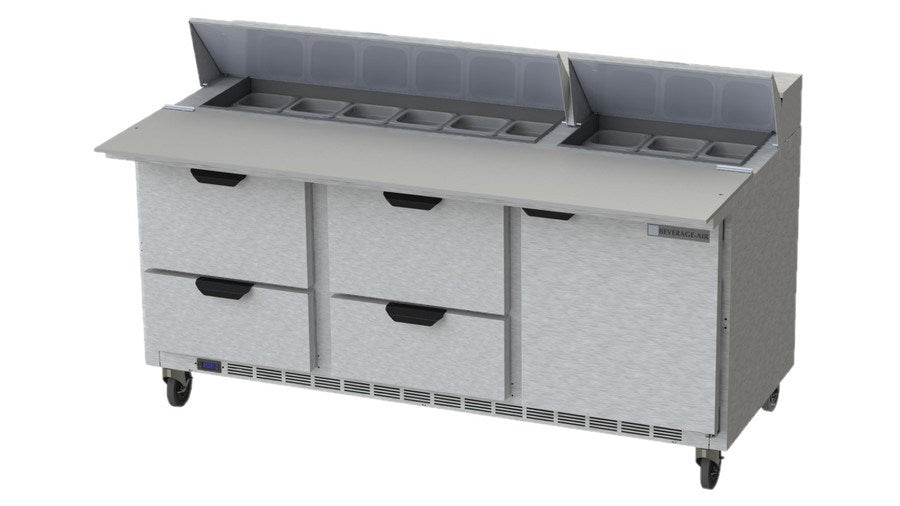 Beverage Air SPED72HC-18C-4, 72" Sandwich Prep Table with Drawers & 17” Cutting Board
