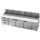 Beverage Air DPD119HC-3, 119" Deli/Pizza Prep Table with Three Door and Three Drawer