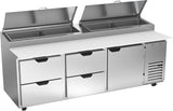 Beverage Air DPD93HC-4, 93" Deli/Pizza Prep Table with One Door & Four Drawers