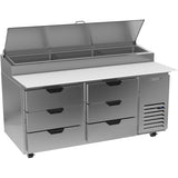 Beverage Air DPD67HC-6, 67" Deli/Pizza Prep Table with Six Drawers