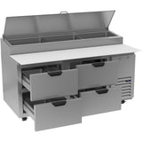 Beverage Air DPD67HC-4, 67" Deli/Pizza Prep Table with Four Drawers