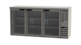 Beverage Air BB72HC-1-G-B-27, 72" Glass Door with Stainless Steel Top Back Bar Refrigerator