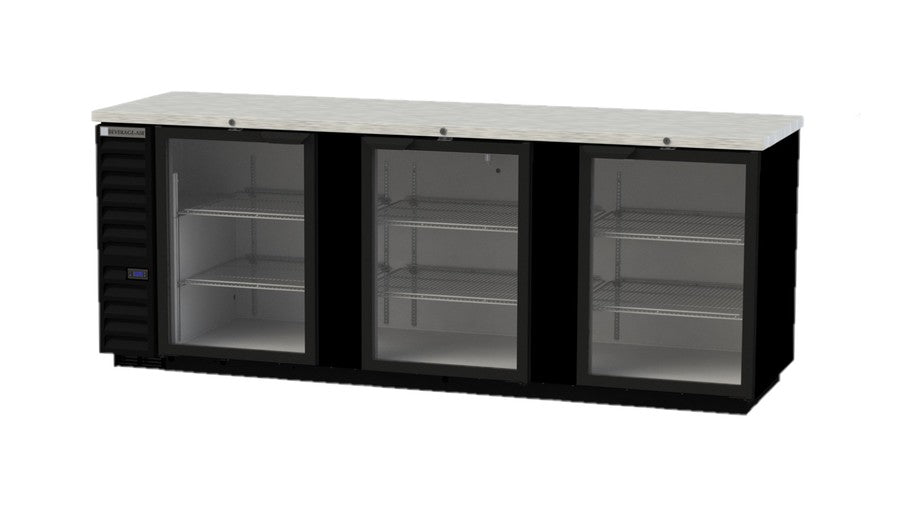 Beverage Air BB94HC-1-FG-B, 95" Glass Door Food Rated Back Bar Refrigerator