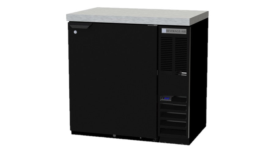 Beverage Air BB36HC-1-F-B-27, 36" Solid Door Food Rated Stainless Steel Top Back Bar Refrigerator