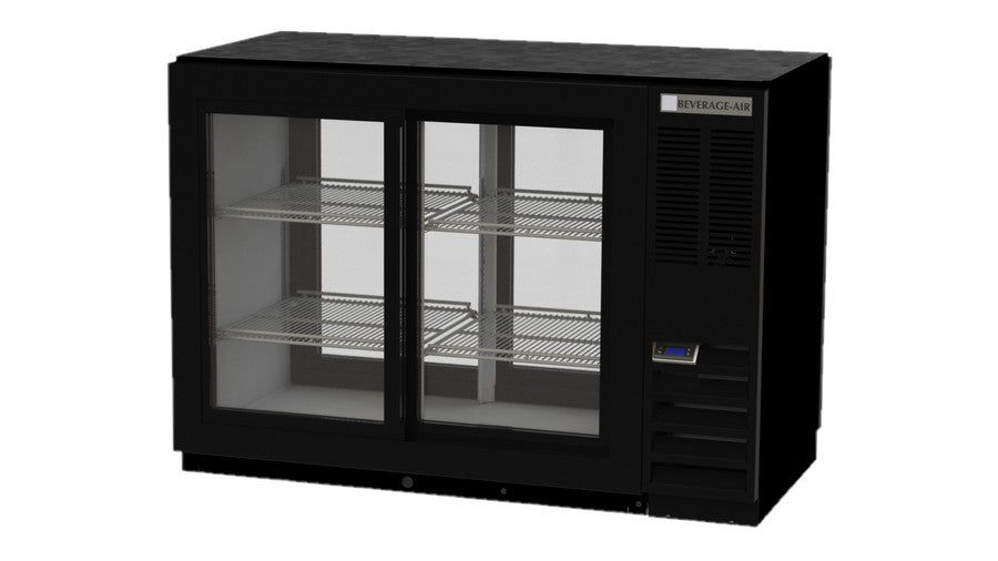 Beverage Air BB48HC-1-FG-PT-B, 48" Back Bar Refrigerator Glass Door Food Rated Pass-Thru Back