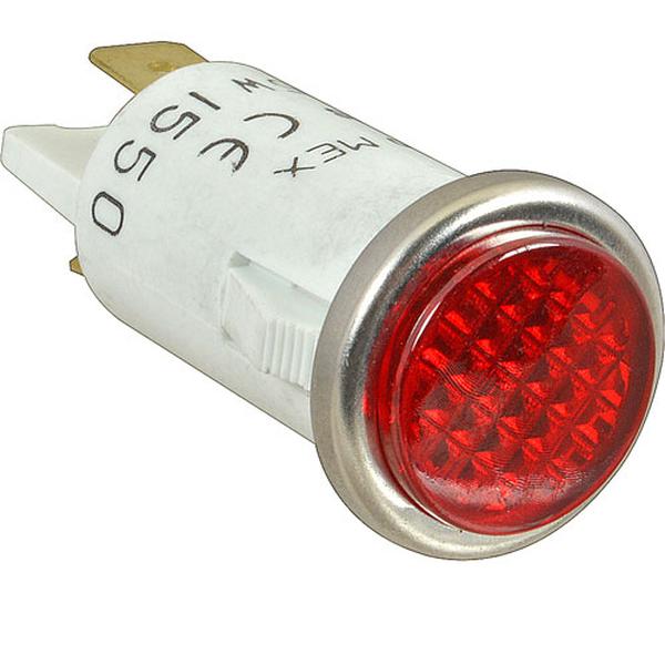 Randell EL LGT500, Red Indicator Light, 1/2", 250V, Chrome Bezel