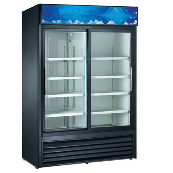 U-Star USRFS-2D/B, 53" Sliding Glass Door Merchandiser Refrigerator, Black