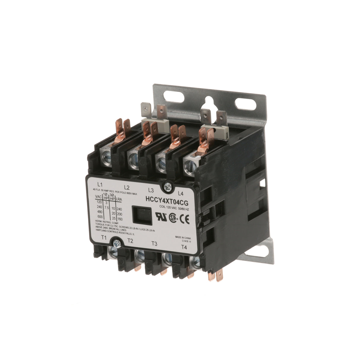 Replacement Contactor for Vulcan 111497D1, 4 Pole, 40/50A, 120V