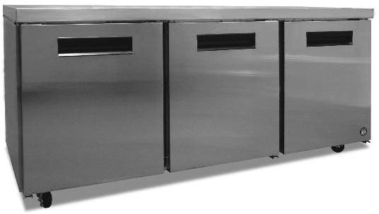Hoshizaki UR72A, 72" 3 Solid Swing Door Undercounter Refrigerator