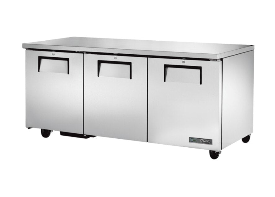 True TUC-72-HC, 72" 3 Solid Swing Door Undercounter Refrigerator