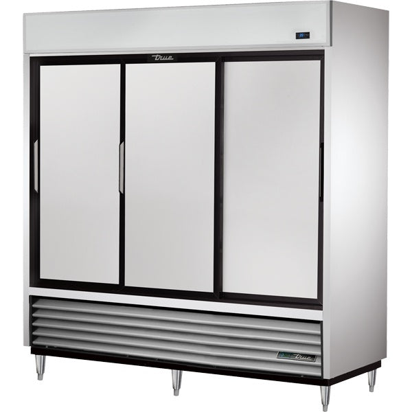 True TSD-69-HC, 78" 3 Solid Slide Door Reach-In Refrigerator
