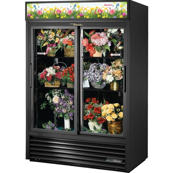 True GDM-47FC-HC-LD, 2 Door, 47 cu ft, Glass Door Floral Case