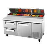 Turbo Air TPR-67SD-D2-N, 67" Pizza Prep Super Deluxe Series with (1) Door & (2) Drawers