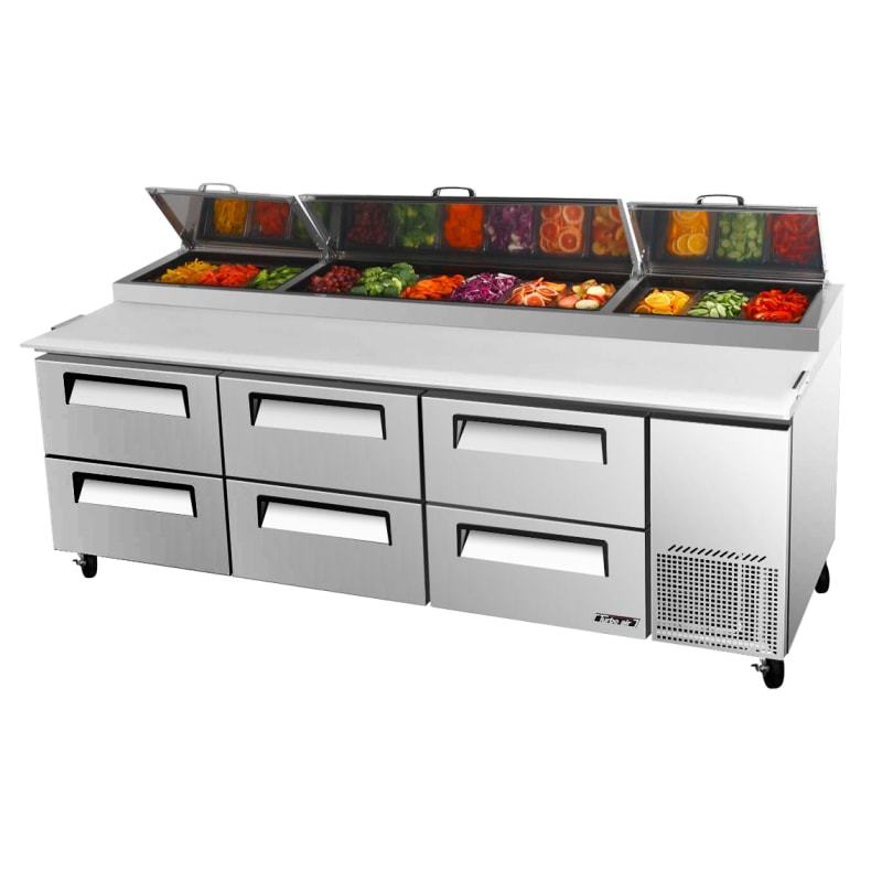 Turbo Air TPR-93SD-D6-N, 93" Pizza Prep Super Deluxe Series with (6) Drawers