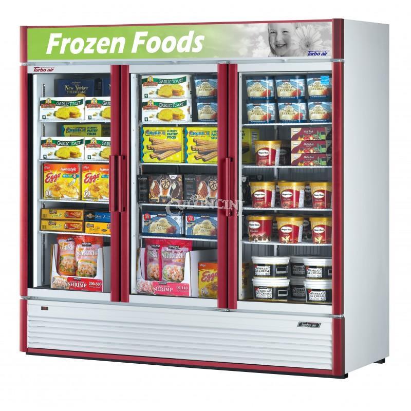 Turbo Air TGF-72SD-N_BL, 78" 3 Swing Glass Door Merchandiser Freezer, Super Deluxe Series