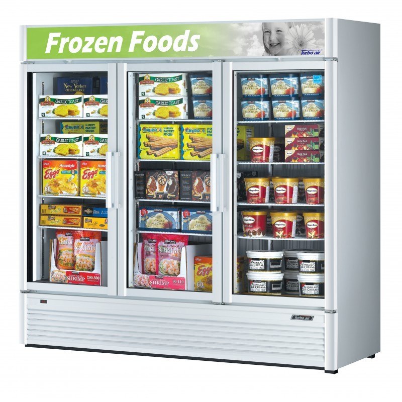Turbo Air TGF-72SD-N_BL, 78" 3 Swing Glass Door Merchandiser Freezer, Super Deluxe Series