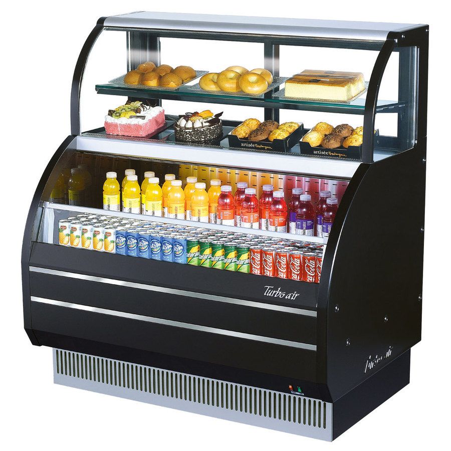Turbo Air TOM-W-40SB-N, 39" Horizontal Open Display Case Merchandiser w/ Dry Top Case, Slim Line, Black