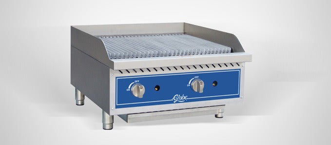Globe GCB24G-SR, 24" Stainless Steel Radiant Heat Charbroiler