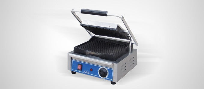 Globe GPG10, 10" Bistro Single Sandwich Grill with Grooved Plates