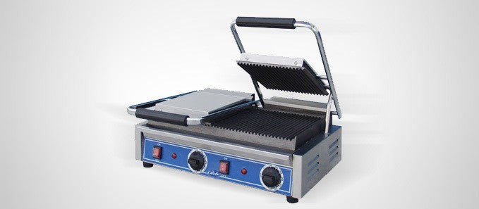 Globe GPGDUE10, 10" Bistro Double Sandwich Grill with Grooved plates