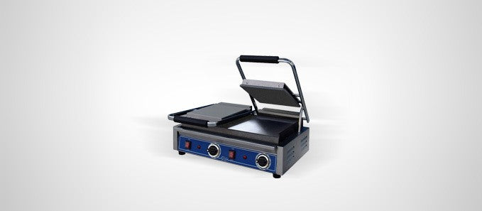 Globe GSGDUE10, 10" Bistro Double Sandwich Grill with Smooth Plates
