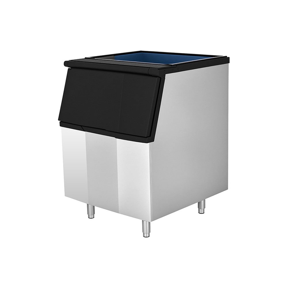 Atosa BYR0400 30-1/4-inch 400 lb stainless steel ice storage bin, angled side view