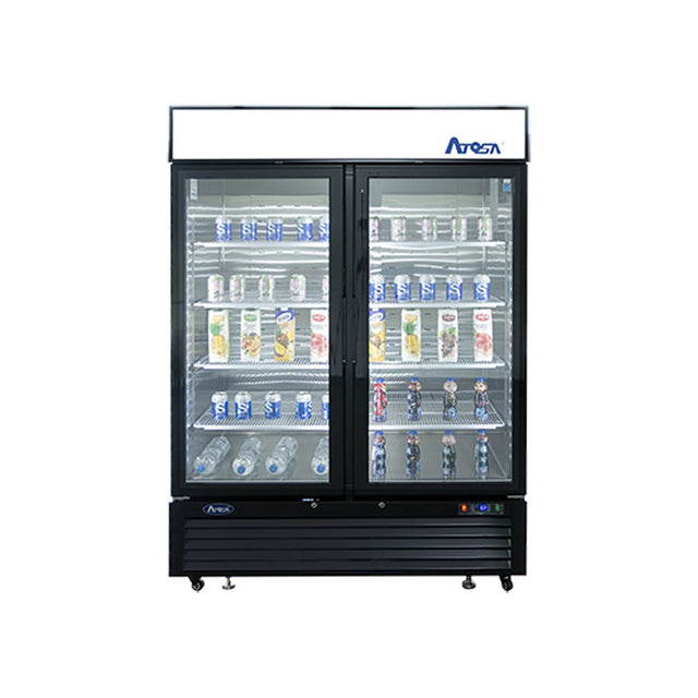Atosa MCF8723GR front view, doors closed – 54-2/5" 2 Glass Door Merchandiser Refrigerator