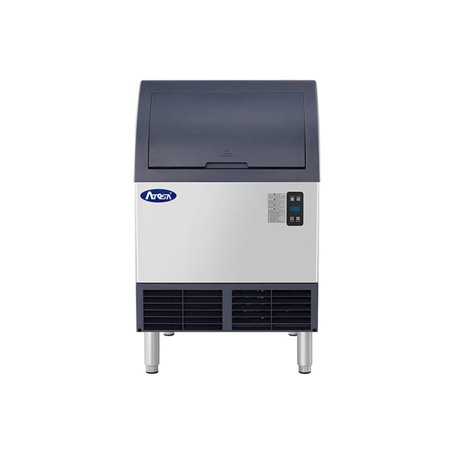 Atosa YRU0140A-161 24-1/4 inch air-cooled half-dice undercounter ice machine with 88 lb built-in bin, front view