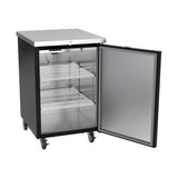 Beverage Air BB24HC-1-B 24" one solid door back bar cooler, with the door open showing the interior