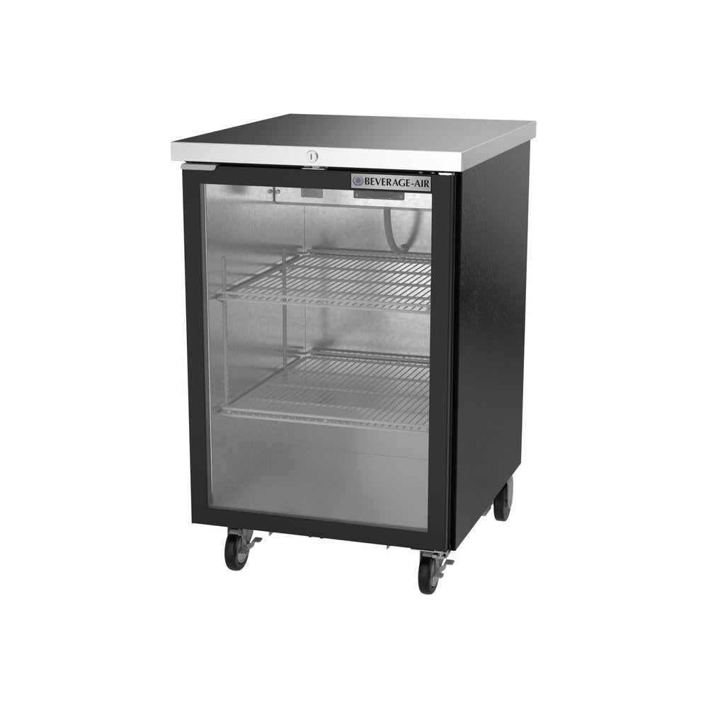 Beverage Air BB24HC-1-FG-B 24" one glass door back bar cooler, side angle view, door closed