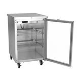 Beverage Air BB24HC-1-G-S 24" one glass door back bar cooler, with the door open showing the interior