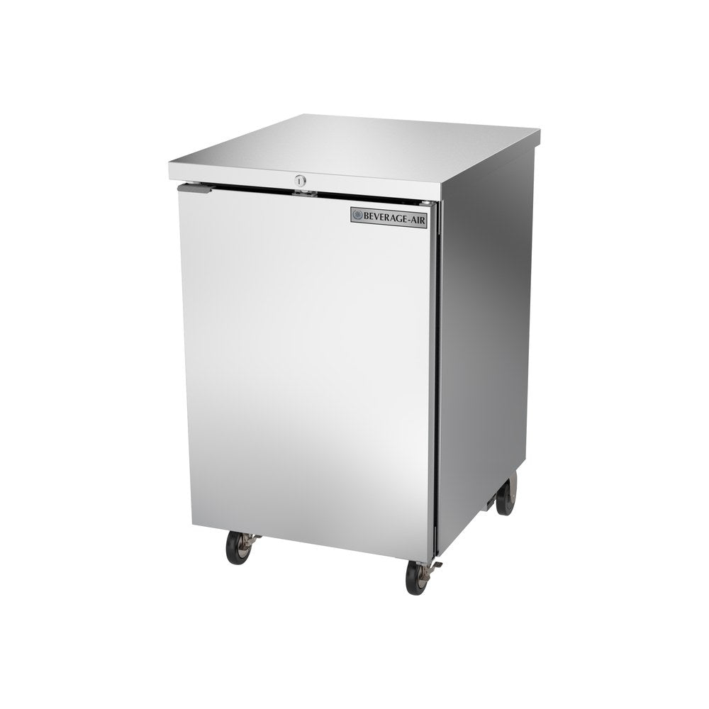 Beverage Air BB24HC-1-S 24" one solid door back bar cooler, side angle view, door closed
