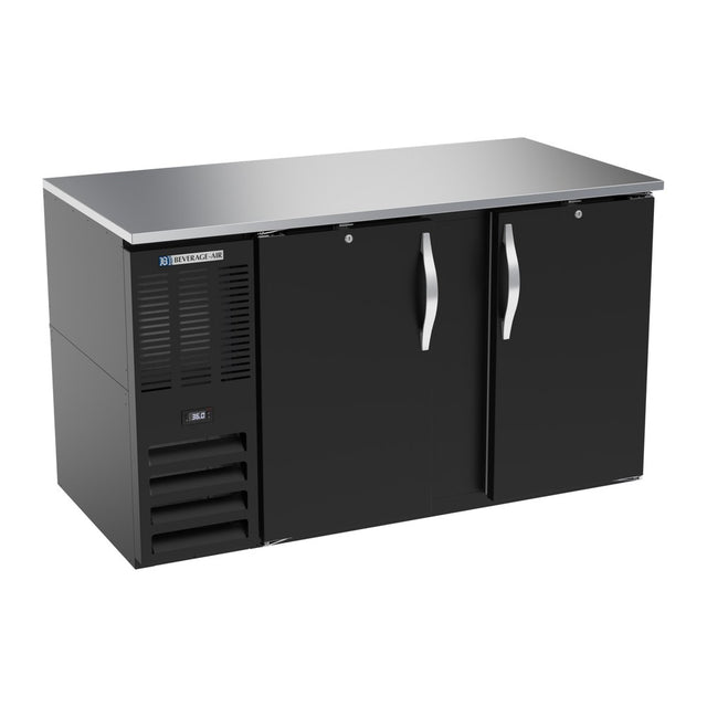 Beverage Air BB58HC-F-B 58" two solid doors back bar cooler, front view, doors closed