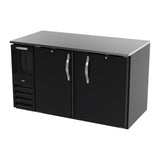 Beverage Air BB58HC-F-B 58" two solid doors back bar cooler, side angle view, doors closed