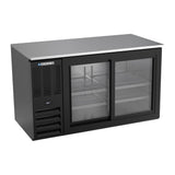 Beverage Air BB58HC-F-GS-B 58" two sliding glass doors back bar cooler, front view, doors closed