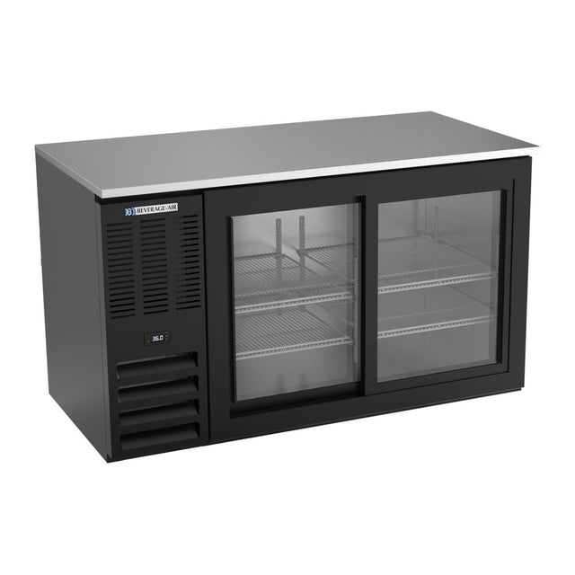 Beverage Air BB58HC-F-GS-B 58" two sliding glass doors back bar cooler, front view, doors closed