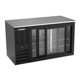 Beverage Air BB58HC-F-GS-B 58" two sliding glass doors back bar cooler, with the doors open showing the interior