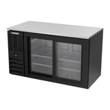 Beverage Air BB58HC-F-GS-B 58" two sliding glass doors back bar cooler, side angle view, doors closed
