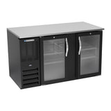 Beverage Air BB58HC-FG-B 58" two glass doors back bar cooler, front view, doors closed