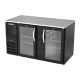 Beverage Air BB58HC-FG-B 58" two glass doors back bar cooler, side angle view, doors closed