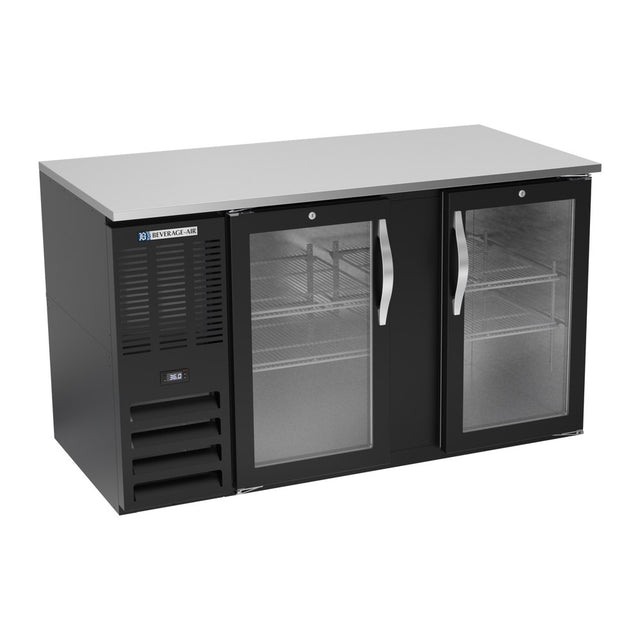 Beverage Air BB58HC-G-B 58" two glass doors back bar cooler, front view, doors closed