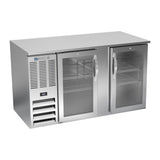 Beverage Air BB58HC-G-S 58" two glass doors back bar cooler, front view, doors closed