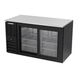 Beverage Air BB58HC-GS-B 58" two sliding glass doors back bar cooler, side angle view, doors closed