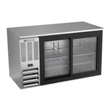 Beverage Air BB58HC-GS-S 58" two sliding glass doors back bar cooler, front view, doors closed